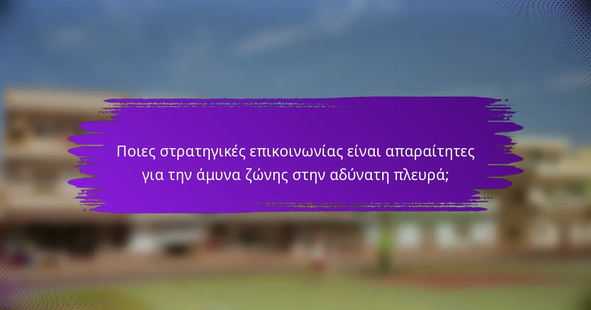 Ποιες στρατηγικές επικοινωνίας είναι απαραίτητες για την άμυνα ζώνης στην αδύνατη πλευρά;